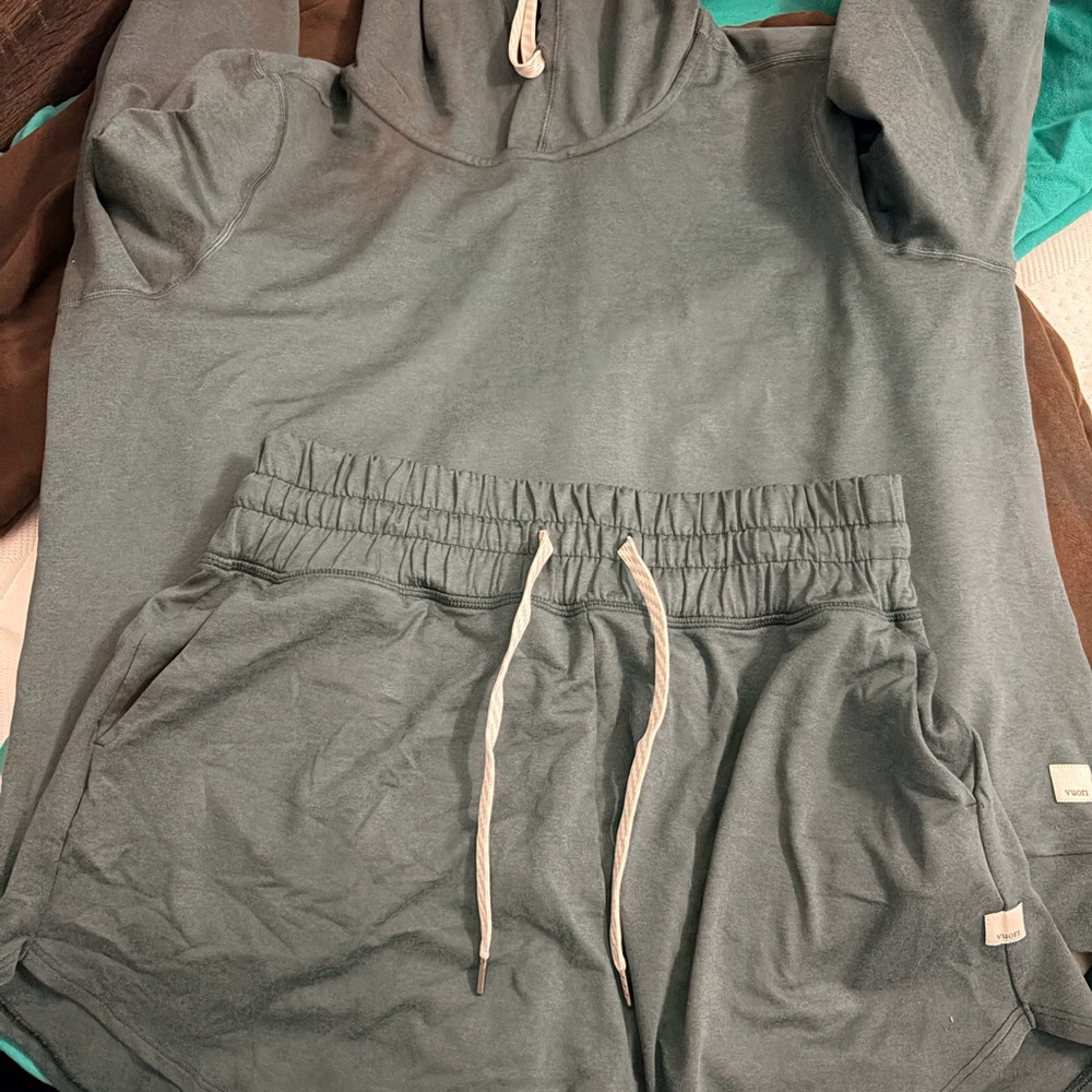 Vuori Gray Hoodie and Shorts Set